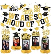 Graduation Decorations 2026 - Black Gold Congrats Grad Party Supplies Include Glitter We are So P...