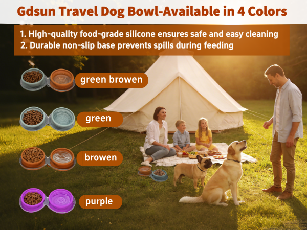 Gdsun Travel Dog Bowl-Available in 4 Colors green browen green browen purple