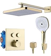 DIKUROOMS Rainfall Shower Faucet System, Wall Mount High Pressure Rain Shower Heads and Handheld ...