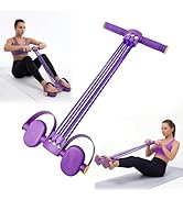 Pedal Resistance Bands with Handles, Adjustable 6-Tube Foot Pedal Resistance Band, Heavy-Duty Nat...