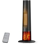Oylus Space Heater for Indoor Use - 25" Tower Portable Heater with 3D Flame, Remote, Adjustable T...