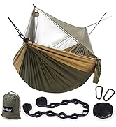 Sunyear Hammock Camping with Rain Fly Tarp and Net, Portable Camping Hammock Double Tree Hammock ...