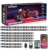 Nilight 8PCS Motorcycle RGB Led Light Kit Waterproof Multi Color Atmosphere Neon Accent APP and R...