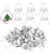 100 Sets Round Christmas Ornament Tops Caps, 0.4 in Silver Christmas Ornament Replacement Metal T...