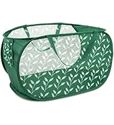 Durable Collapsible Laundry Baskets, Foldable Laundry Basket with Handy Pocket, Mesh Pop Up Cloth...