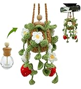 Crochet Car Air Freshener, 15ml Empty Refillable Oil Diffuser Bottle with Hanging Crochet Cute Pl...