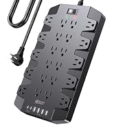Power Strip, SUPERDANNY Surge Protector with 22 AC Outlets, 2 USB-C and 4 USB Ports, 1875W/15A, 2...