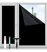 FuFin Total Blackout Window Privacy Film with Free Installation Tools,Explosion-Proof PET Materia...