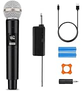 HUACAM Single Karaoke Wireless Microphone, Professional Rechargeable Radio Microphone, Wireless H...