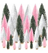 Yahpetes Artificial Mini Christmas Trees, 30 Pcs Sisal Snow Pines in 5 Sizes, Crafting Displaying...