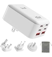 60W GaN Travel Charger 6-Port Wall Charger Multiport 4 USB-C,2 USB-A Ports UK iPhone Charger USB ...
