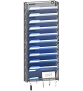 OUTWOLF Hanging Wall File Organizer with Hooks, 12 Tier Vertical Wall Mount File Holder, File Fol...