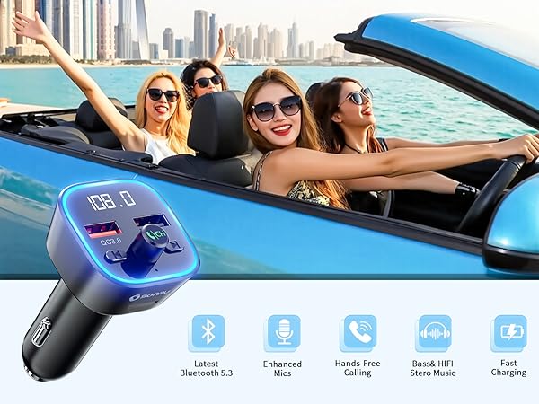 Bluetooth 5.3 FM Transmitter