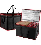 mosago 2PK XXXL Insulated Food Delivery Bag - Reusable Thermal Cooler Grocery Bags for Doordash C...