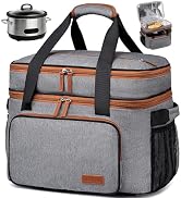 LEDAOU Double Layer Slow Cooker Carrier Compatible with 6-8 Qt CrockPot, 4-Layer Insulated Bag fo...