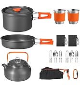 FUNYKICH Camping Pots and Pans Set, Non-Stick Camping Cooking Set, Lightweight Camping Cookware w...