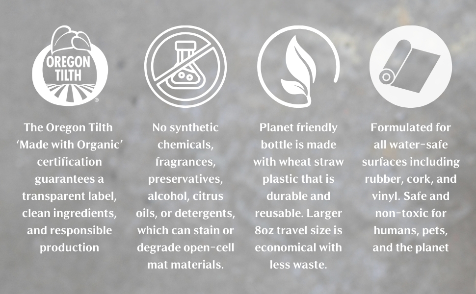Organic Yoga Mat Cleaner Spray with Microfiber Cloth