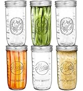 Tebery 6 Pack Wide Mouth Home Glass Mason Jars with Airtight Lids and Bands, 24-Ounce Canning Gla...
