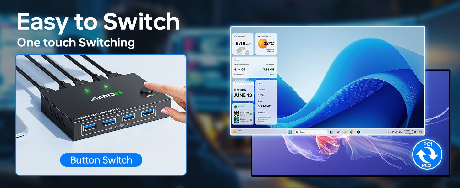 hdmi kvm switch 1 monitors 2 computers