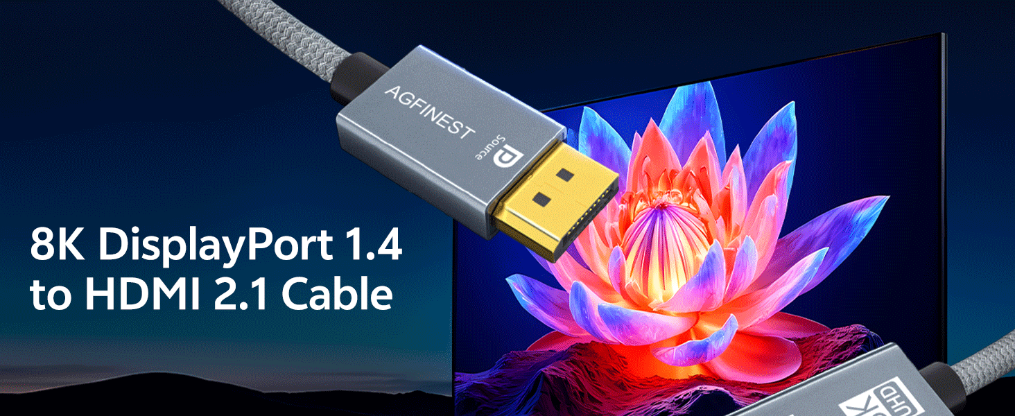 AGFINEST 8K DisplayPort to HDMI Cable