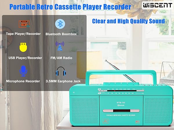 Cassette Tape Player Recorder bluetooth usb retro
