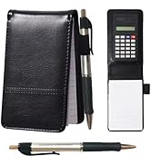 Lemical Mini Memo Pad with Calculator A7 Pocket Notepad Holder Set with 80 Lined Sheets PU Leathe...