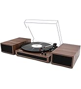 LP&amp;No.1 Record Player, Wireless Turntable with Stereo Bookshelf Speakers,Vinyl Record Player,Supp...