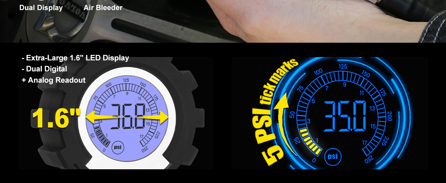 high digital tire pressure gauge 250psi