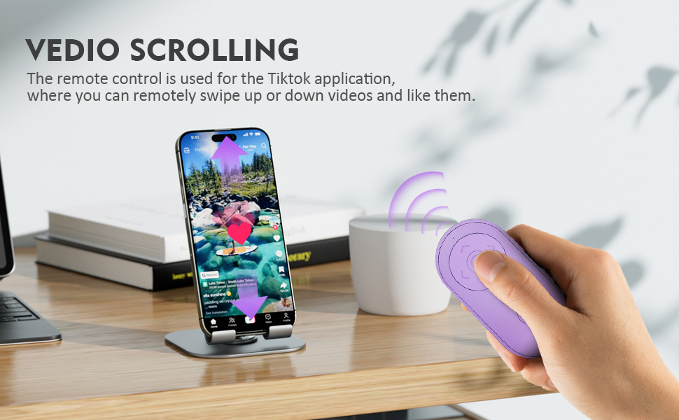 Wireless;Zoom in and out;Page tunner;short video scrolling;wireless camera remote, remote for iPhone