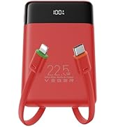 VEGER 22.5W Fast Charging, 10000mAh Portable Charger with Built-in Cables | Compact All-Day Batte...