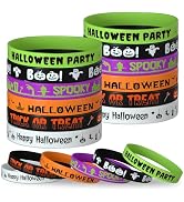 NEBURORA 24 Pcs Halloween Rubber Bracelets Silicone Wristbands Halloween Party Favors Trick or Tr...