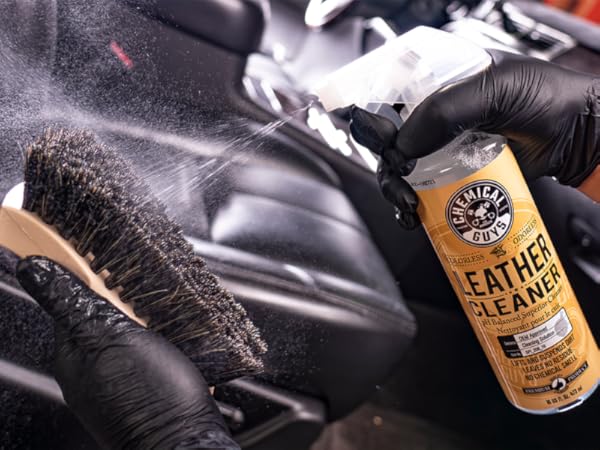 Deep cleaning leather conditioner set for cars, furniture, and leather apparel maintenance.