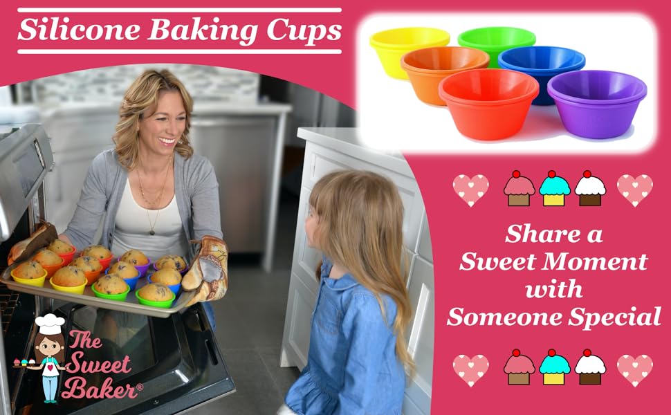 The Sweet Baker Silicone Baking Cup Muffin Cupcake Standard Jumbo reusable mold liner bakeware set
