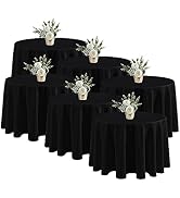 Fitable 6 Pack Black Round Tablecloths - 120 Inches in Diameter - Stain Resistant and Washable Ta...