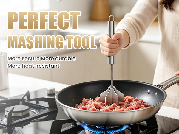 Stainless Steel Meat Masher 6 Blade Ground Beef Chopper Cooking Utensils