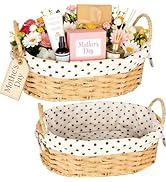 2 Pack Empty Gift Basket with Handles, Wicker Rope Baskets for Organizing, Basket for Storage She...