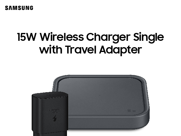 Samsung 15W Single Pad Charger with Travel Adapter Black