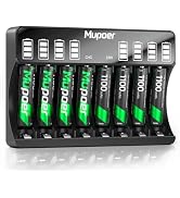 Mupoer LCD Battery Charger with 8 x AAA Rechargeable Batteries, Individual AA AAA Battery Charger...