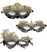 TFTSR Masquerade Masks for Women Couples,Men Mardi Gras Mask,Girls Black Gold Lace Costume,Adults...