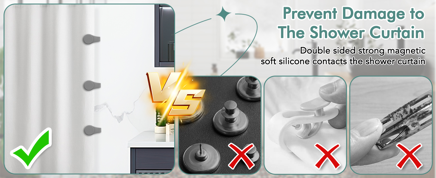 Silicone Magnetic Shower Curtain Clips