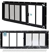 Melkus Shed Windows 10"x35" 2 Pack, Upgraded Sliding Transom Window with Tempered Glass and Scree...