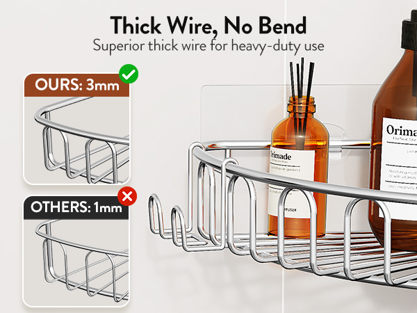 Orimade Corner Shower Caddy Stainless Steel with Hooks Wall Mounted Bathroom Shelf Storage Organizer