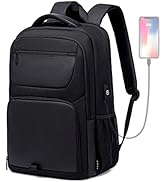 Laptop Backpack for Men, 35L Black Backpack with USB Charging Port, Water Resistant Backpack Fits...