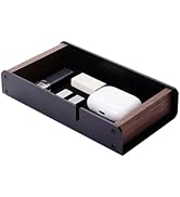 NIRVASH Walnut Desk Accessories Tray for Home Office, Wood Valet Tray for Men, Desktop Organizer ...