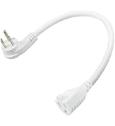 [1 Pack] 8inch Short Power Extension Cord with Flat Plug- White Low Profile Flat Plug Short 3Pron...