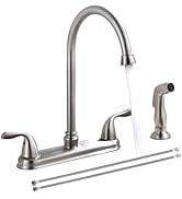 SHACO Kitchen Faucet with Side Sprayer, Stainless Steel 2 Handle Kitchen Sink Faucet with Water S...