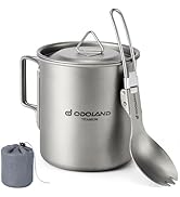 Odoland Titanium Camping Cookware 420ML Titanium Pot with Lid and Spork Lightweight Camping Pot f...
