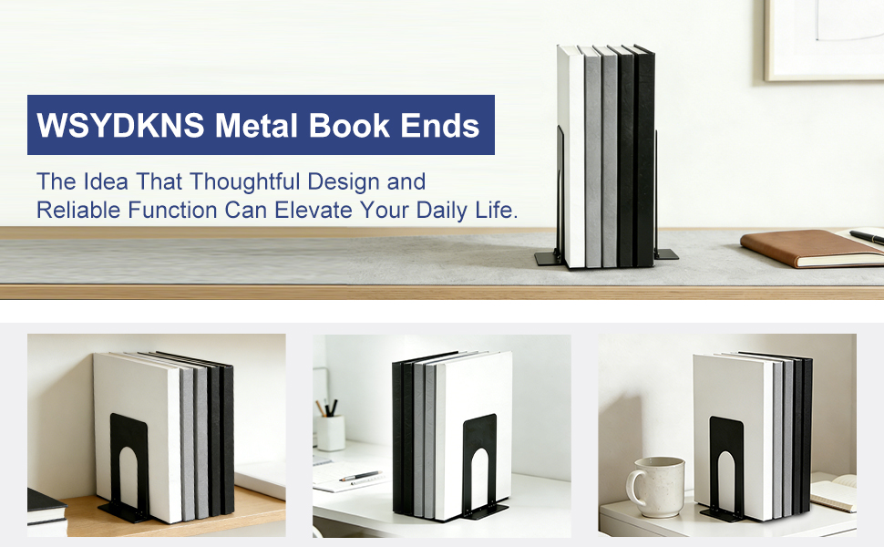 Elevate your space with WSYDKNS Heavy Duty Metal Book Ends