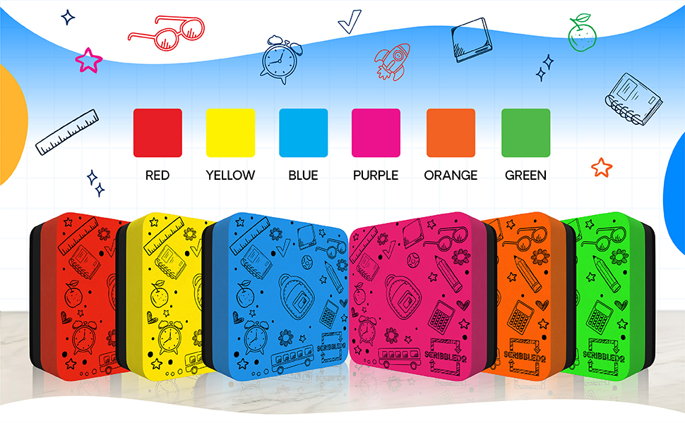 6 Color erasers
