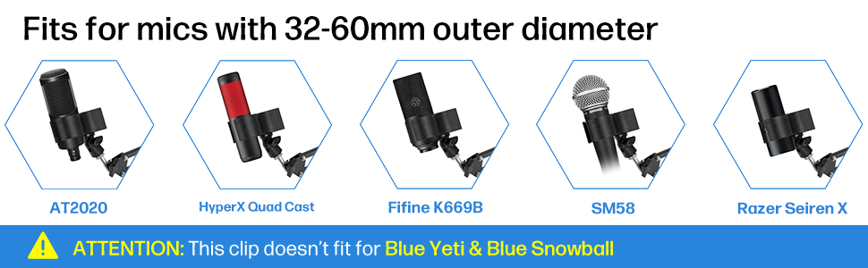 fits for mics with 32-60mm outer diameter